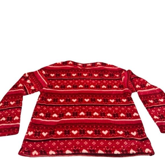 Red Joyspun Stretch Long Sleeve Fair Isle Fleece Pullover Ladies Small - Picture 2 of 10